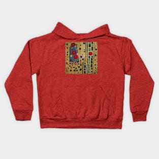 Red and Blue Abstract Flowers After Klimt Kids Hoodie